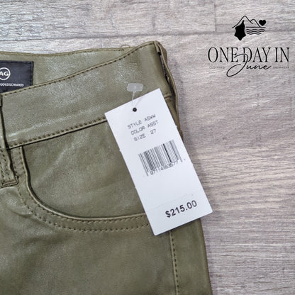 AG Adriano Goldschmied Farrah High Rise Faux Leather Skinny Jeans Size 27 (4)