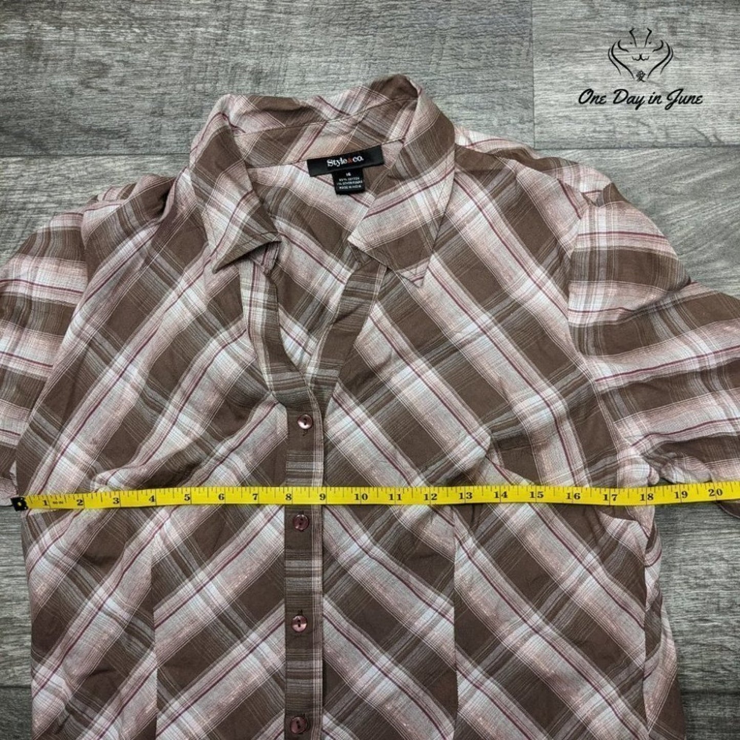 Style & Co Notting Hill Long Sleeve Sheer Top Size 16