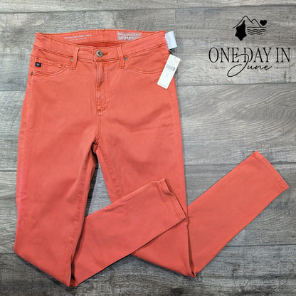 AG Adriano Goldschmied High Rise Abbey Ankle Orange Super Skinny NWT Size 0 (25)