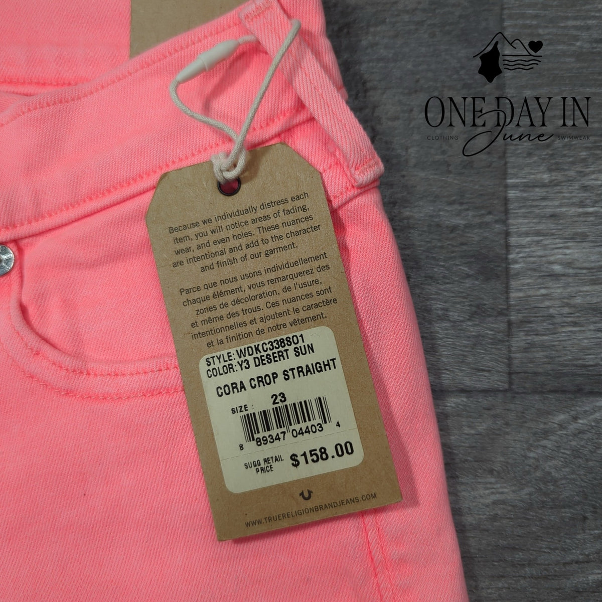 True Religion Cora Crop Straight Jeans Desert Sun Pink NWT $158 Size 23 (00)