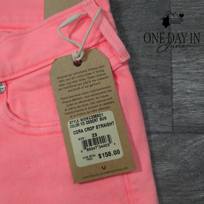 True Religion Cora Crop Straight Jeans Desert Sun Pink NWT $158 Size 23 (00)