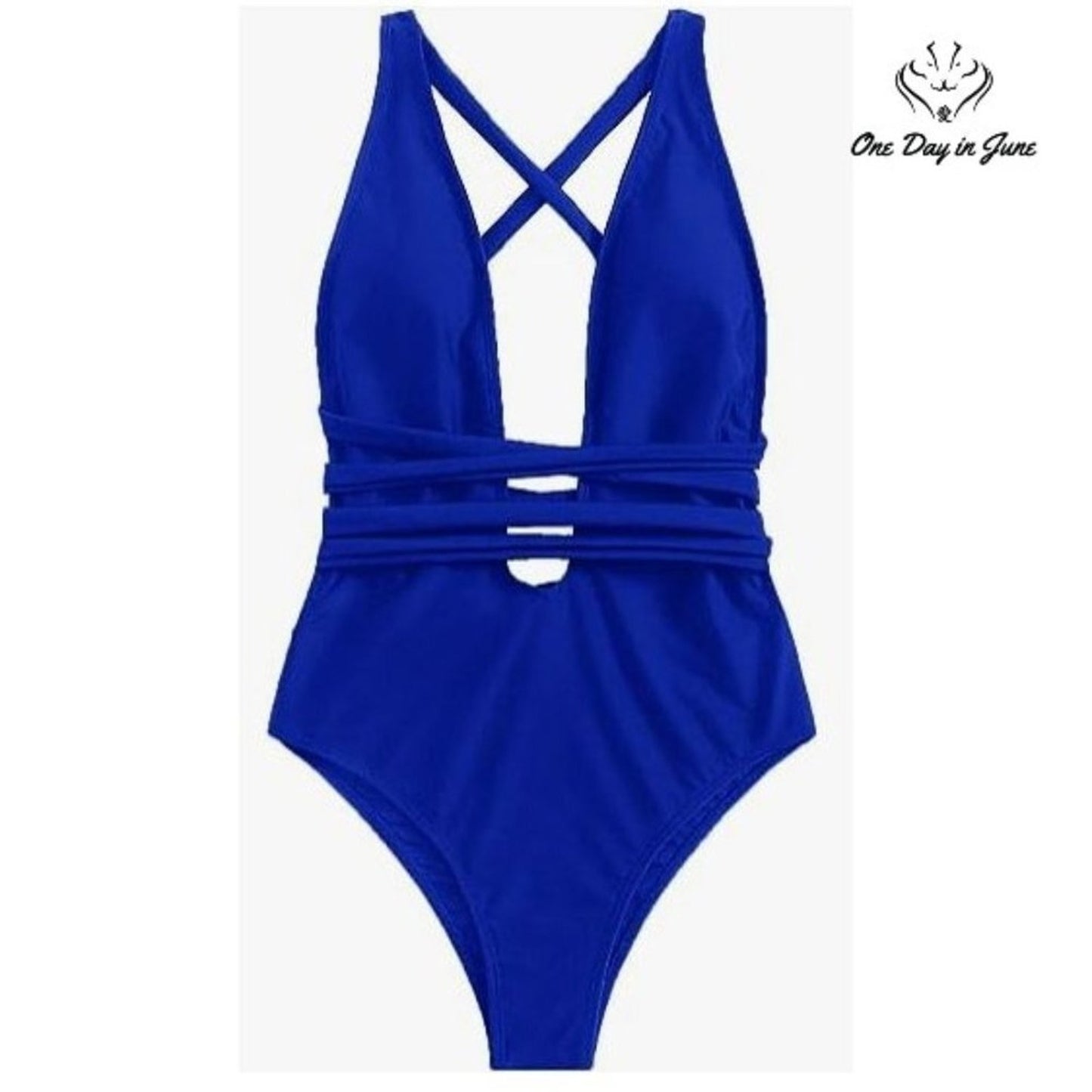 SweatyRocks Deep V Strappy One Piece Swimsuit Size S