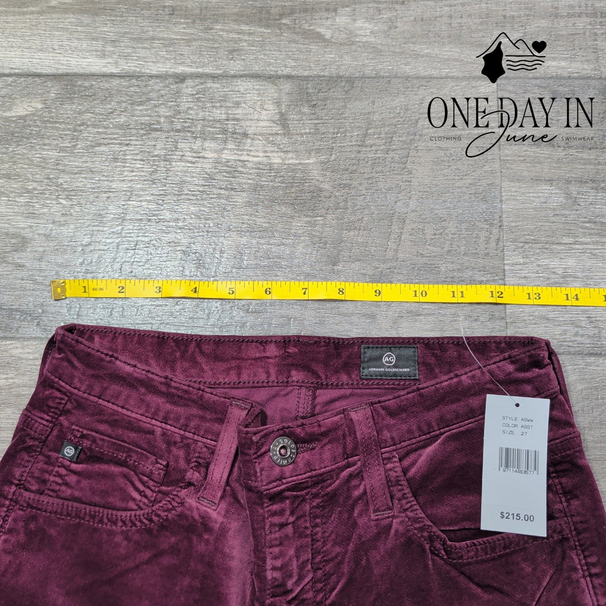 AG Adriano Goldschmied Velveteen Straight Leg Pants Burgundy NWT $215 Size 4