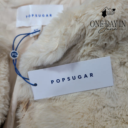 Popsugar In The Stars Faux Fur Teddy Coat Fawn Cream NWT $88 Size XS