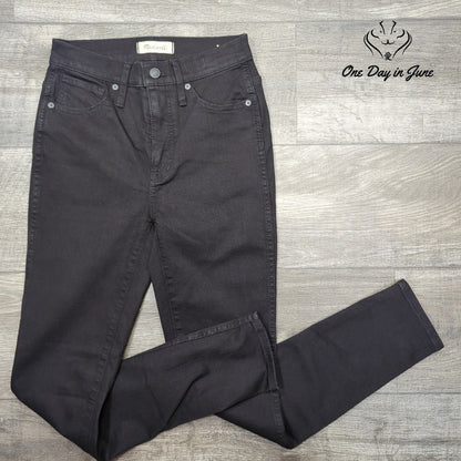 Madewell High Rise Skinny Jeans Black Stretch Denim Dark Wash Size 25 (2)