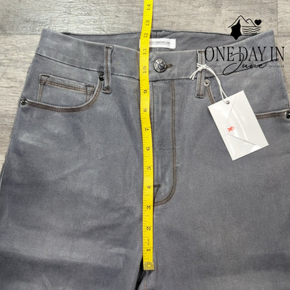 Good American Good Waist Coated Skinny Ankle Jeans Gray Silver NWT Size 4 (27)