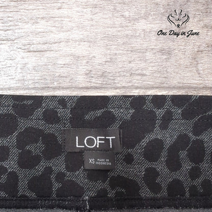 Loft Leopard Print Ankle Leggings Black Gray Size XS