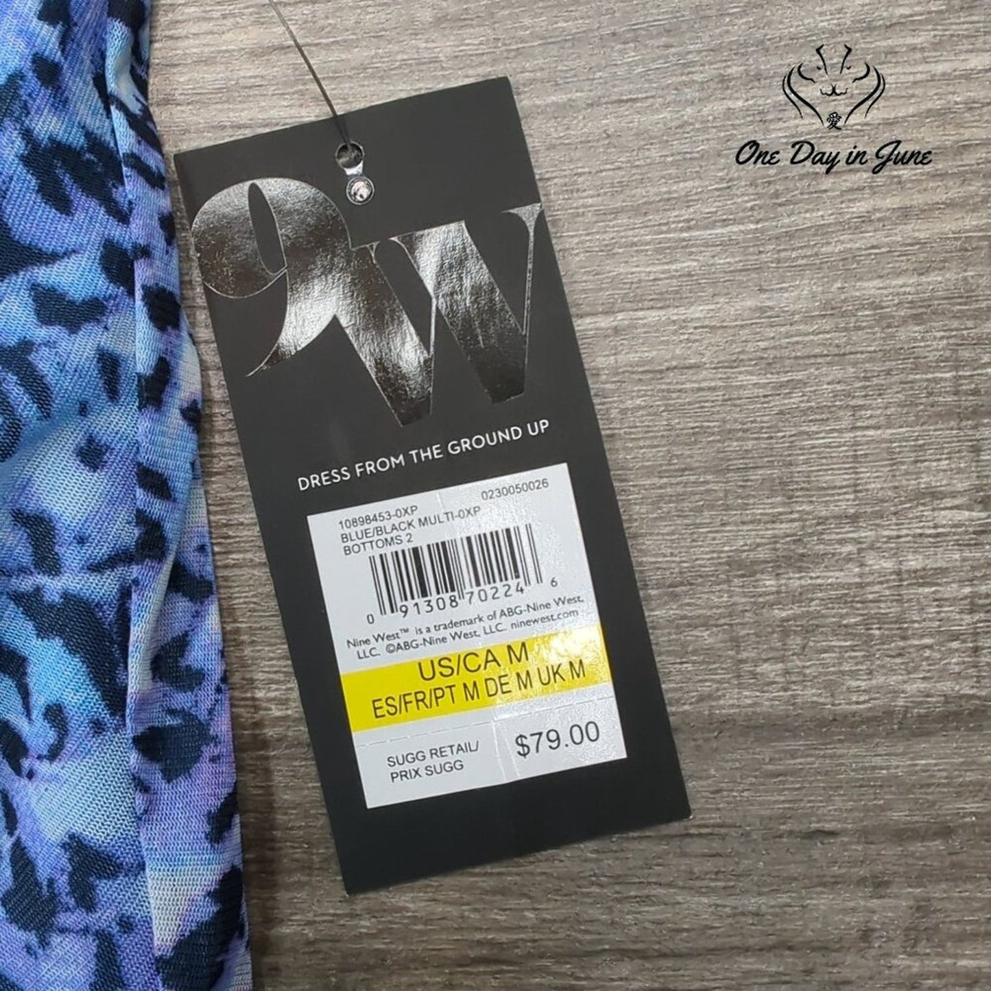 Nine West Blue/Black Bodycon Midi Skirt Size M
