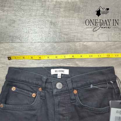 Re/Done 70s Stove Pipe Jeans Black Noir With Rip High Rise NWT Size 00 (24)