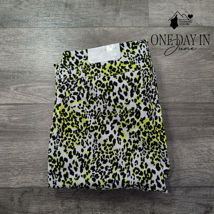 Peck & Peck Eva Crop Leopard Print Straight Leg Pants White Neon NWT Size 12