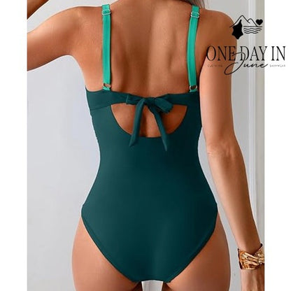 Eomenie Cross Front Tie Back One Piece Swimsuit Size 2XL