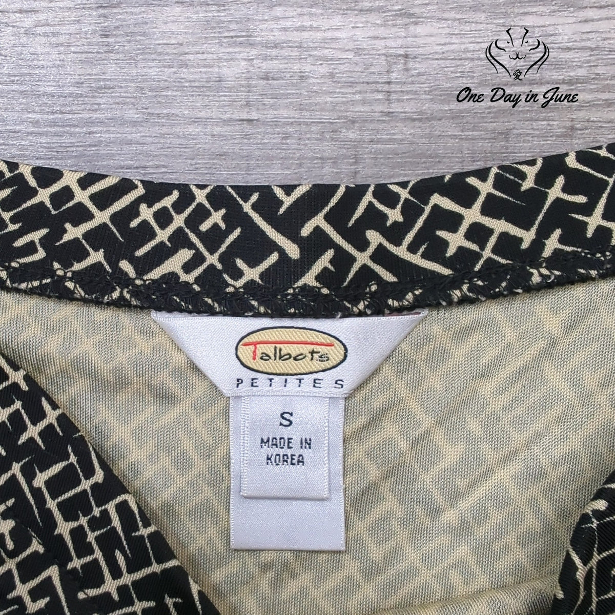 Talbots Petites Geometric Print Pull On Knee Length Skirt Black Ivory Size S
