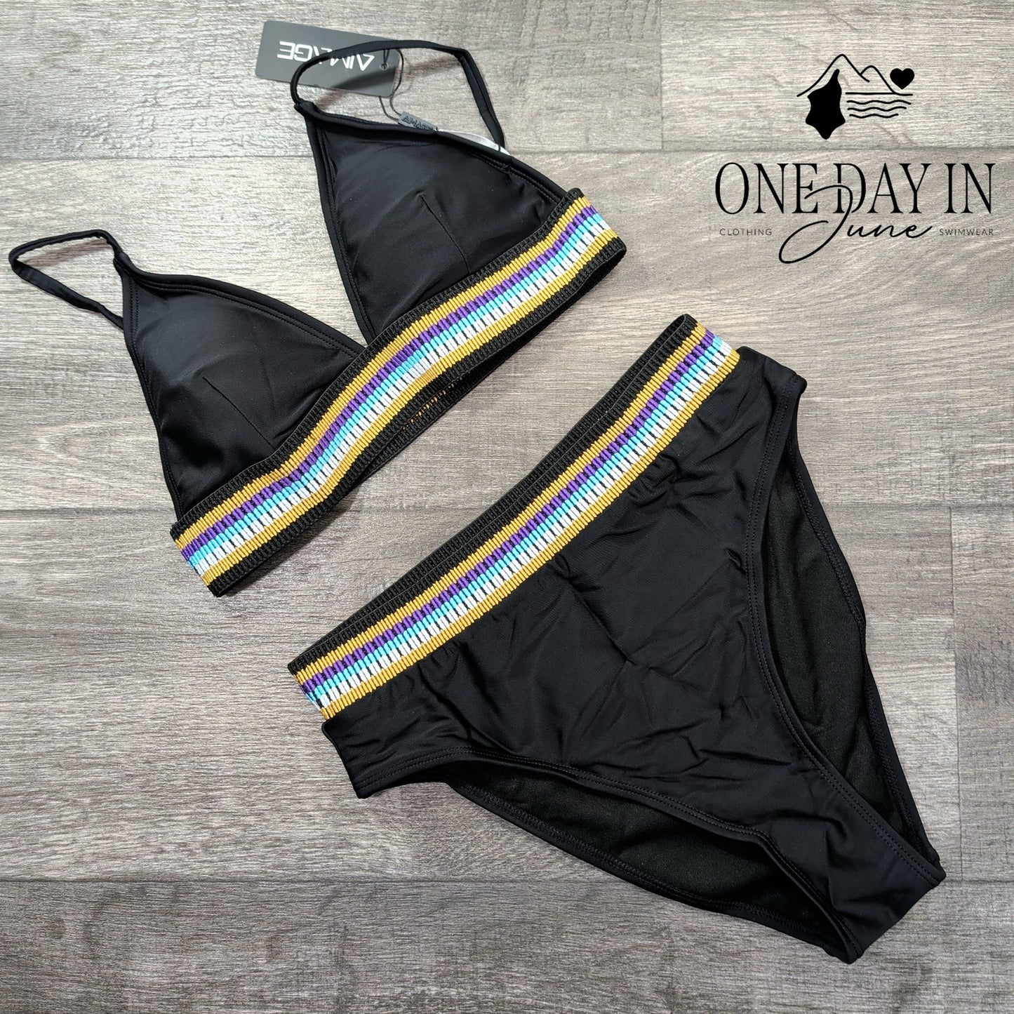 Aimage High Cut Bikini Swimsuit Size S
