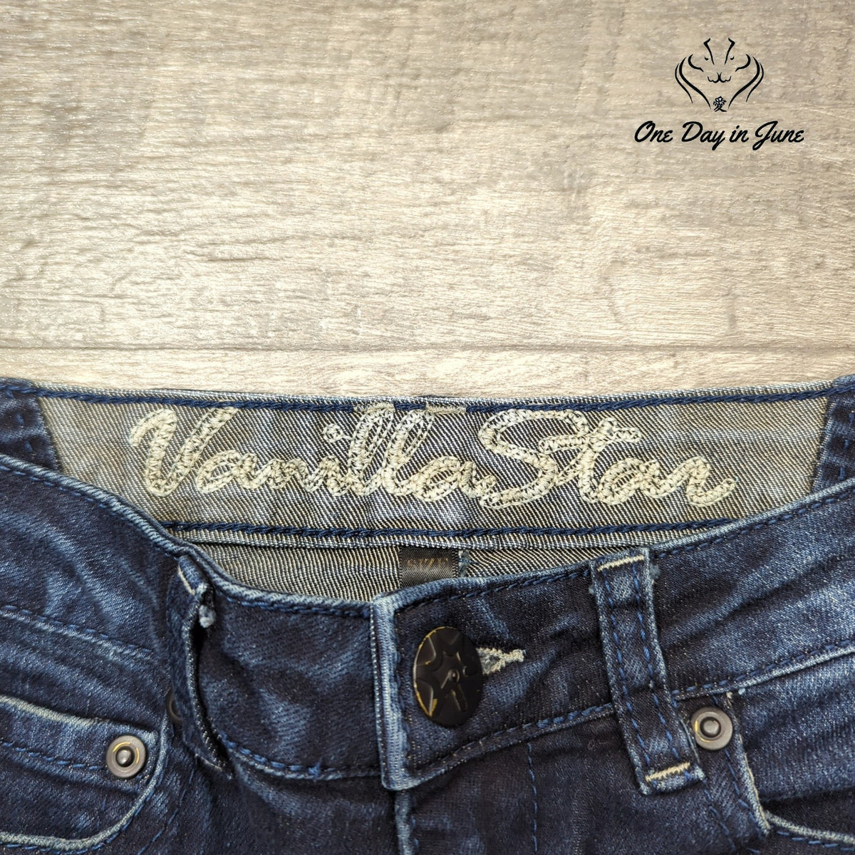 Vanilla Star Juniors Skinny Jeans Dark Blue Lace Side Stripe Denim Size 3