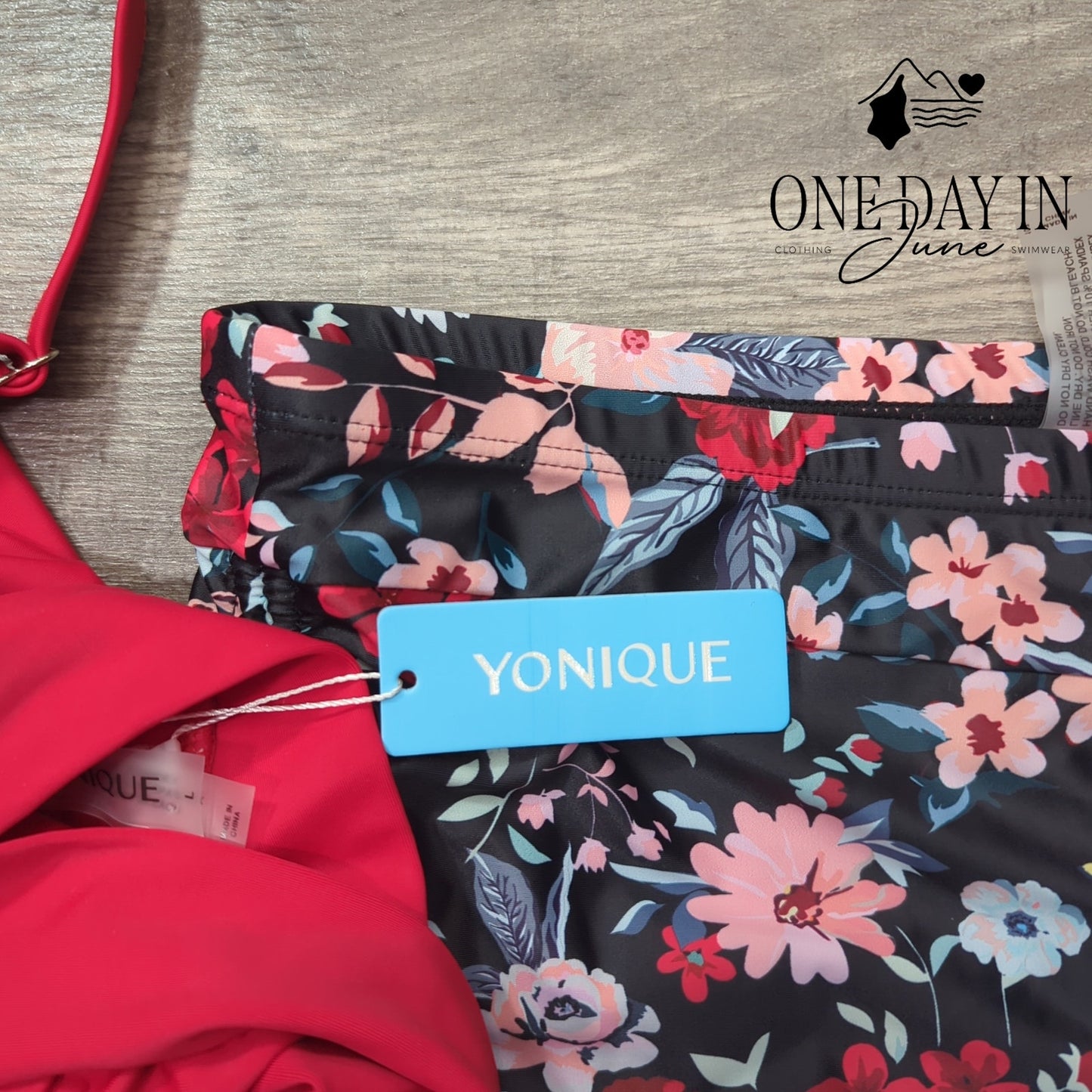 Yonique Boyshort Blouson Tankini Swimsuit Size L