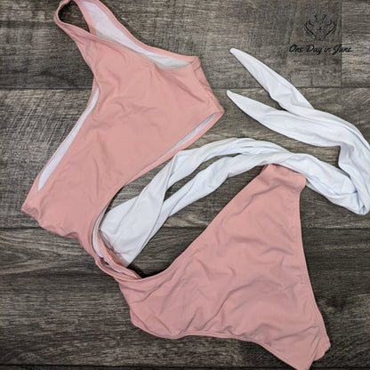 Sweatyrocks One Shoulder Cutout Tie One Piece Swimsuit Size S