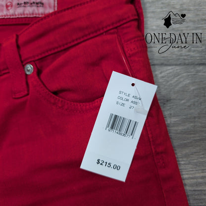 AG Adriano Goldschmied Prima Crop Cigarette Jeans Red Skinny NWT Size 4 (27)
