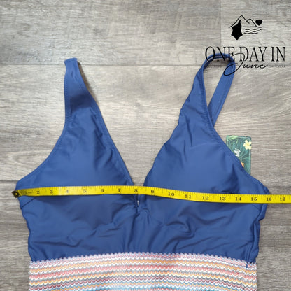 Blooming Jelly V Front Cinched Side One Piece Swimsuit Size L