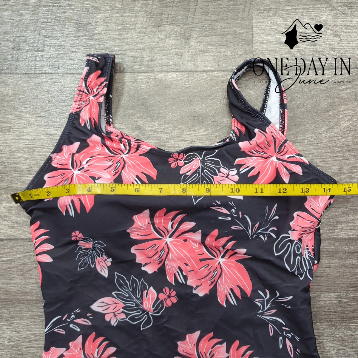 Zando Floral Cross Back One Piece Swimsuit Black Pink Tropical Size S