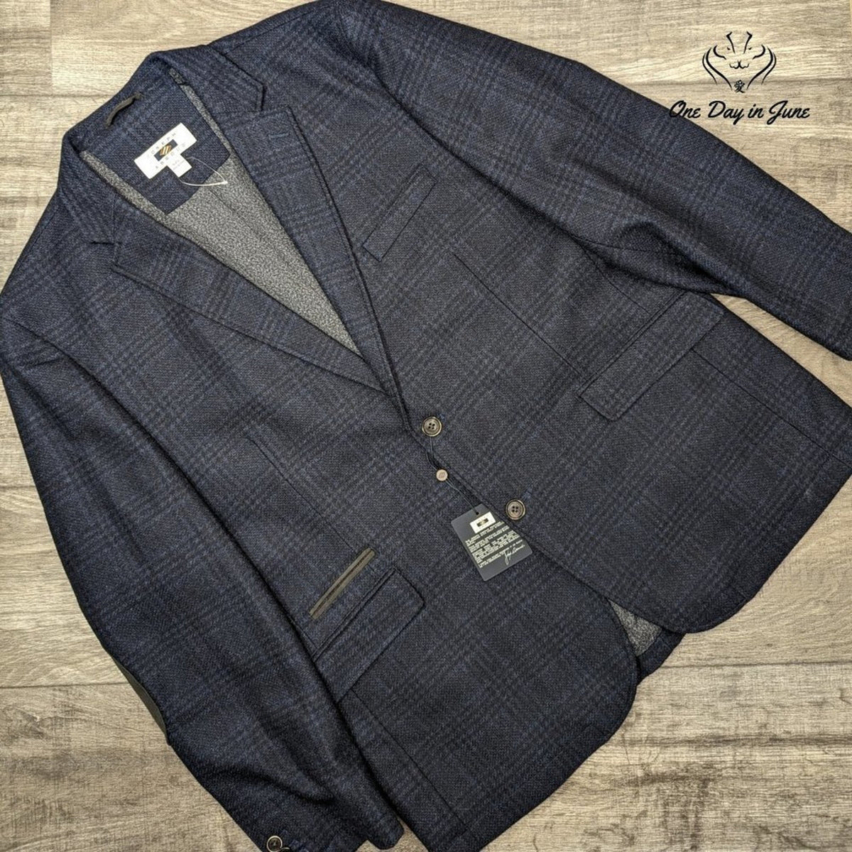 Joseph Abboud Wool Blend Plaid Blazer Navy Blue 2 Button NWT Size XXL