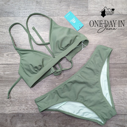 Cupshe Tie Back Triangle Bikini Swimsuit Size S