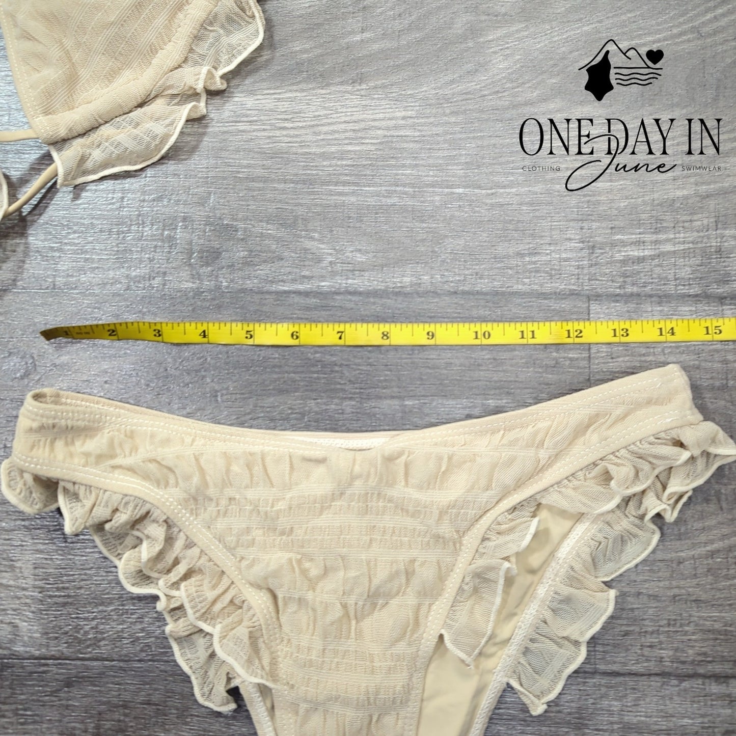 Beaudrm Adjustable Triangle Ruffle Bikini Swimsuit Size L