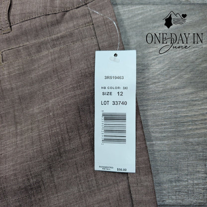 harve' benard Straight Leg Dress Pants Brown Taupe Career Trousers NWT Size 12