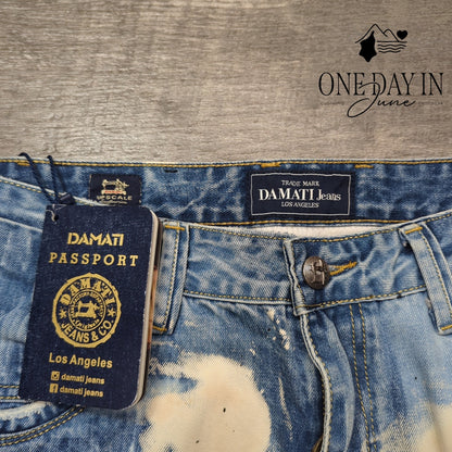 Damati Jeans Upscale Jeans Distressed Bleached Splatter Straight NWT Size 38X29