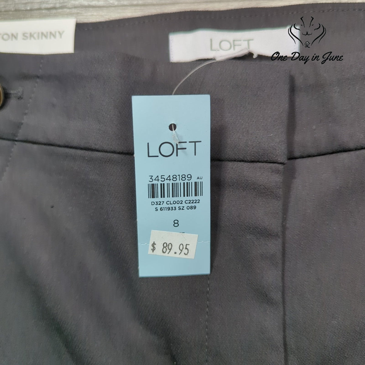 Loft Petite Sutton Skinny Pants Charcoal Gray Sailor Button NWT Size 8P