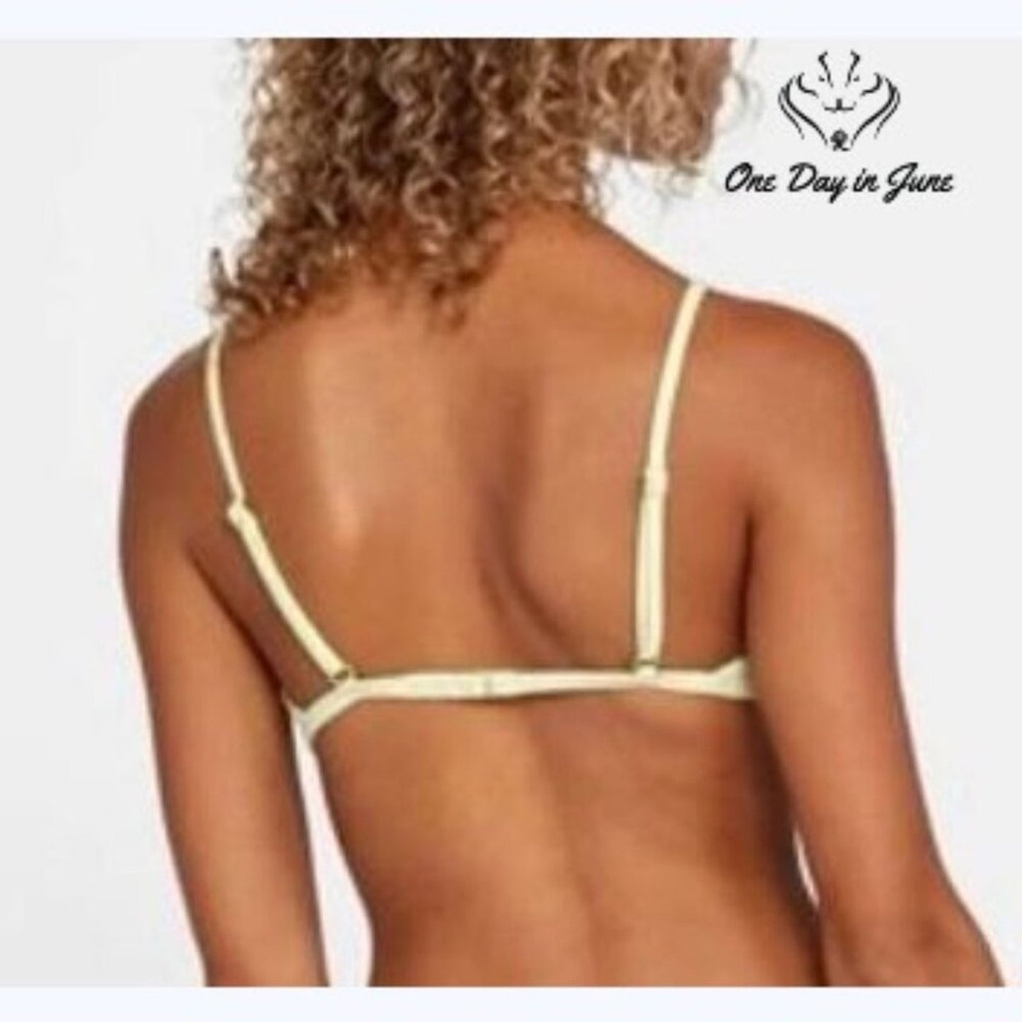 RVCA Solid Trilette Bikini Top Green Ruched Triangle NWT Size L