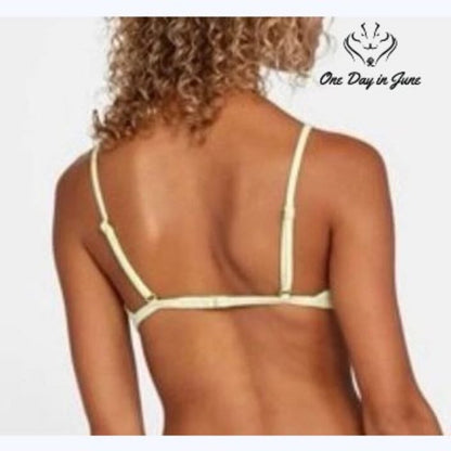 RVCA Solid Trilette Bikini Top Green Ruched Triangle NWT Size L