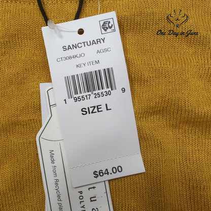 Sanctuary Mustard Yellow Long Sleeve Twist Front Knit Sweater NWT Size L