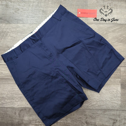 Izod Women's Stretch Flat Front Chino Shorts Navy Blue NWT Size 2