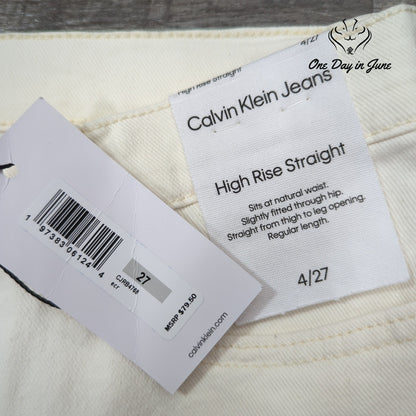 Calvin Klein Jeans High Rise Straight Leg Jeans Cream Ivory NWT Size 4