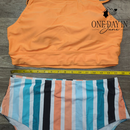 CharmLeaks High Waist Crop Bikini Swimsuit Size XL