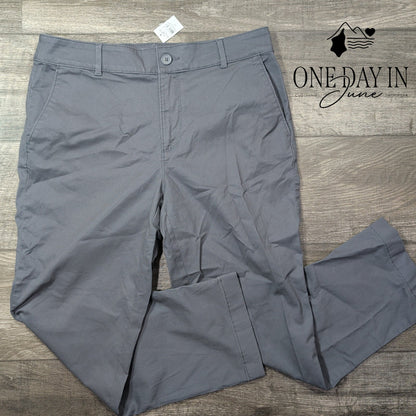 Loft Monroe Straight Pants Gray Mid Rise Chino Trousers NWT Size 10