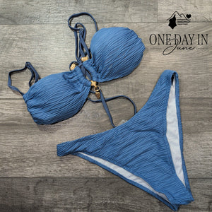 Sweatyrocks Textured Bandeau Bikini Swimsuit Size L