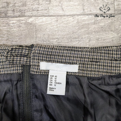 H&M Zip Back Faux Button Front Skirt Size 12