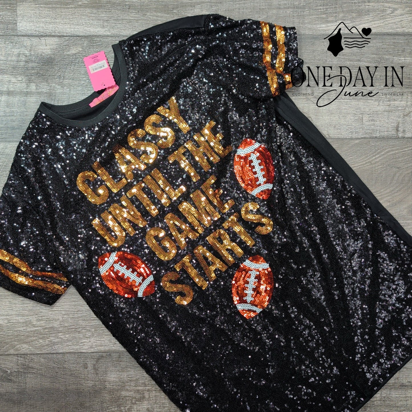 Simply Southern Sequin Football T Shirt Dress Classy Game Starts NWT Size XL