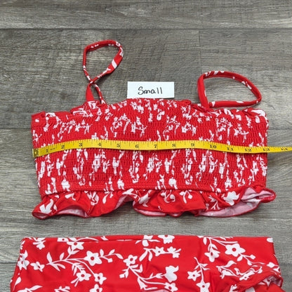 Moshengqi Bandeau Smocked Bikini Swimsuit Size S