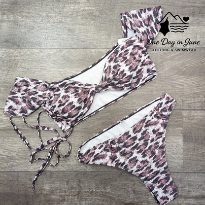 Prettygarden Cap Sleeve Bikini Swimsuit Size L