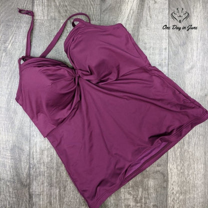 Seafolly Twist Front Tankini Top Swimsuit Size 10 DD