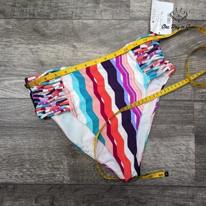 Macy's Strappy Striped High Waist Bikini Bottom Size S