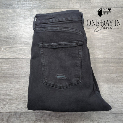 Good American Good Waist High Rise Skinny Distressed Jeans Black NWT Size 12