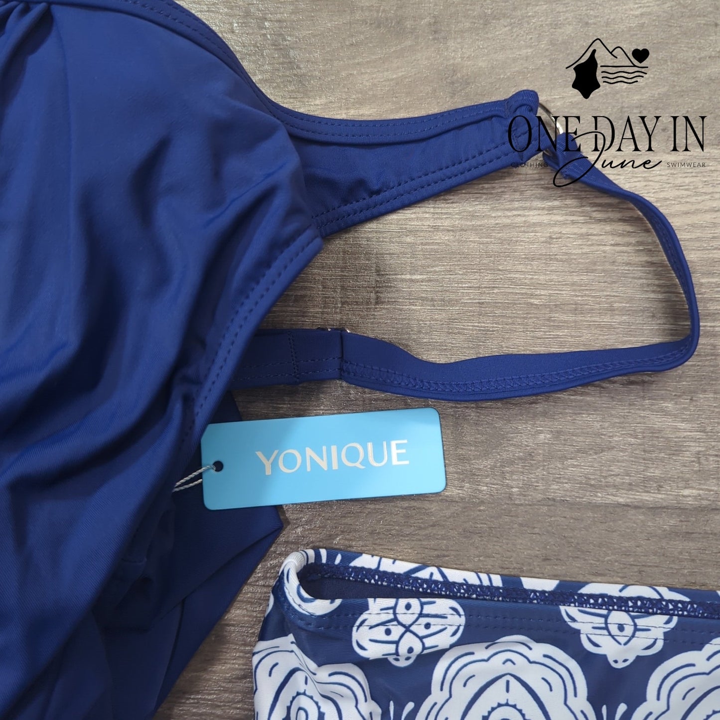 Yonique Blouson Tankini Swimsuit Size L