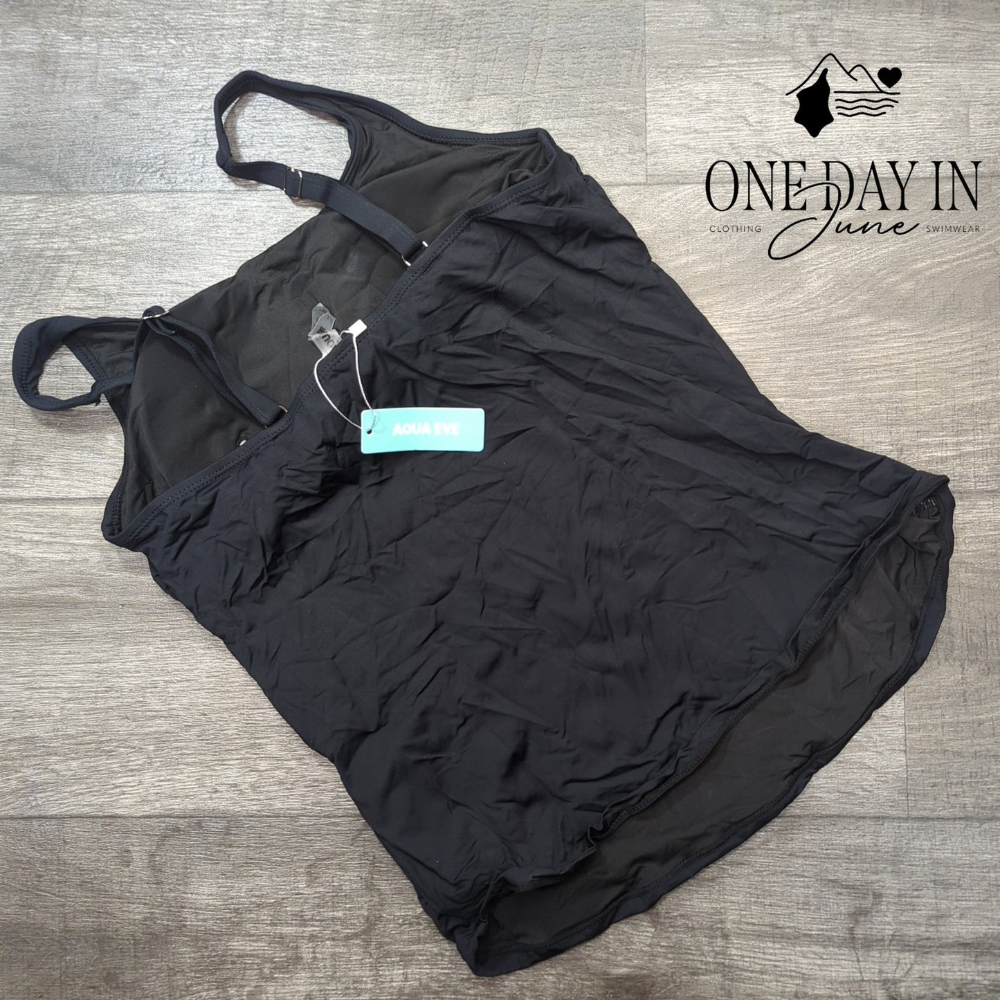 Aqua Eve Straight Neck Tankini Top Size L