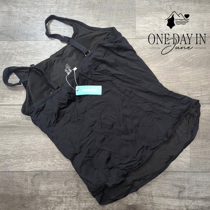 Aqua Eve Straight Neck Tankini Top Size L