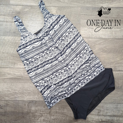 Adisputent Blouson Tankini Swimsuit Size L