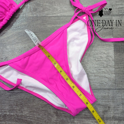 Suvimuga Adjustable Triangle Padded Ruched Bikini Swimsuit Size S