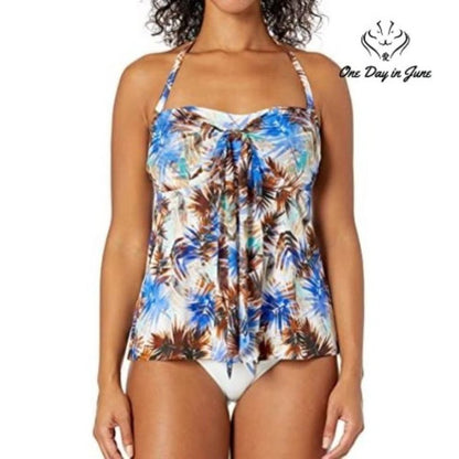 Fit 4 U Ever Blade Mesh Molded Bra Convertible Swim Top Size 10